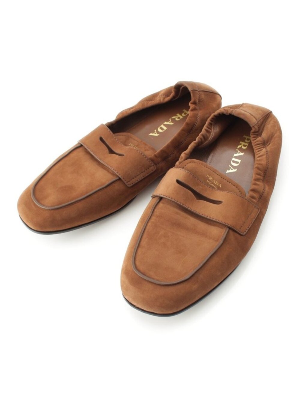 Prada Soft Nuba Leather Loafers Flat Shoes Cocoa Brown